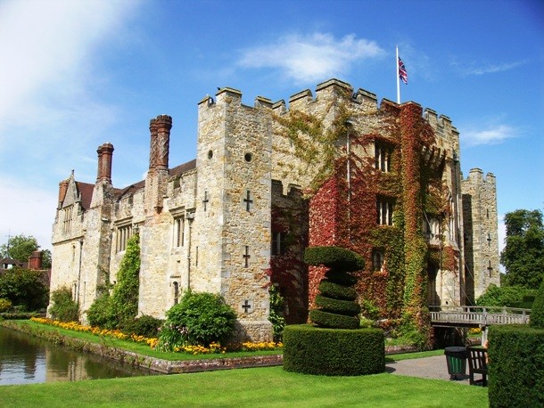 Hever Castle, England...Located in the village of Hever, some 30 miles (48 km) south-east of London, the Hever Castle was built as a country house where Anne Boleyn, the second wife of King Henry VII of England, spent her childhood. These days, the castle serves as a luxury hotel but the ghost of Anne Boleyn is still thought to reside there, having been spotted by numerous guests.