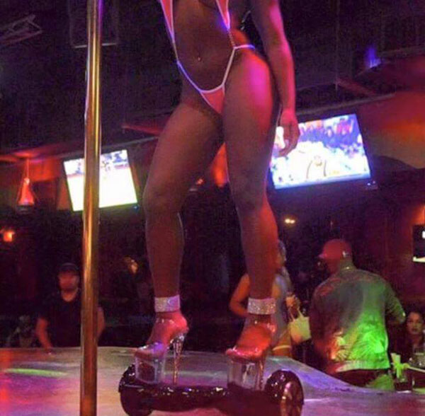 stripper on hoverboard