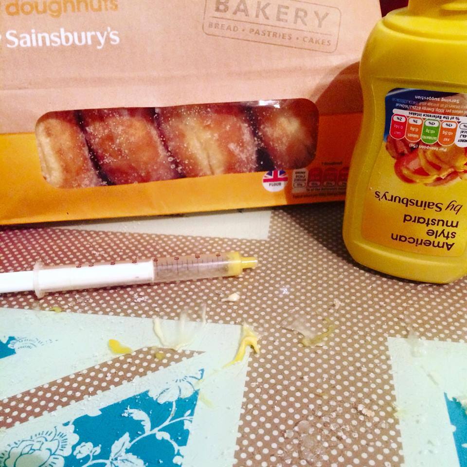 random pic mustard donut - American style mustard by Sainsbury's respo 5 Nergy cal 4 O.Se Yc Abs 0.100. 19 In % of the Reference Intakes perL Ot Otzau16 de Serving suggestion Bread Pastries . Caices Sainsbury's doughnuts Bakery