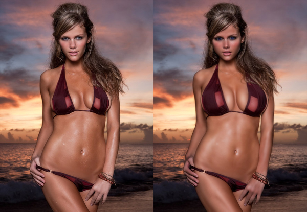 model retouching before and after body