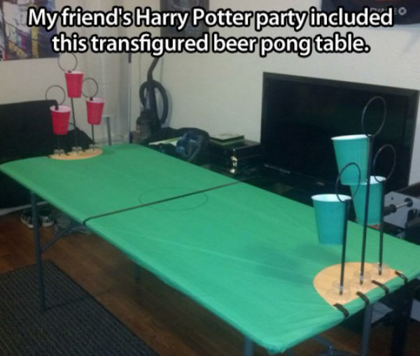 harry potter beer pong - My friend's Harry Potter party included this transfigured beer pong table.