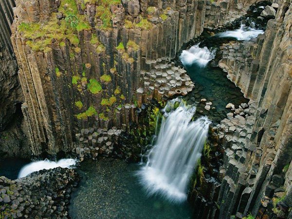 Iceland : Litlanesfoss Falls Litlanesfoss is waterfalls surrounded by basalt columns located in Upphéraðsvegur, Iceland...