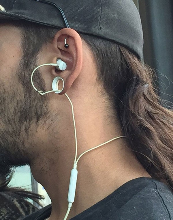 earphones through stretched ears