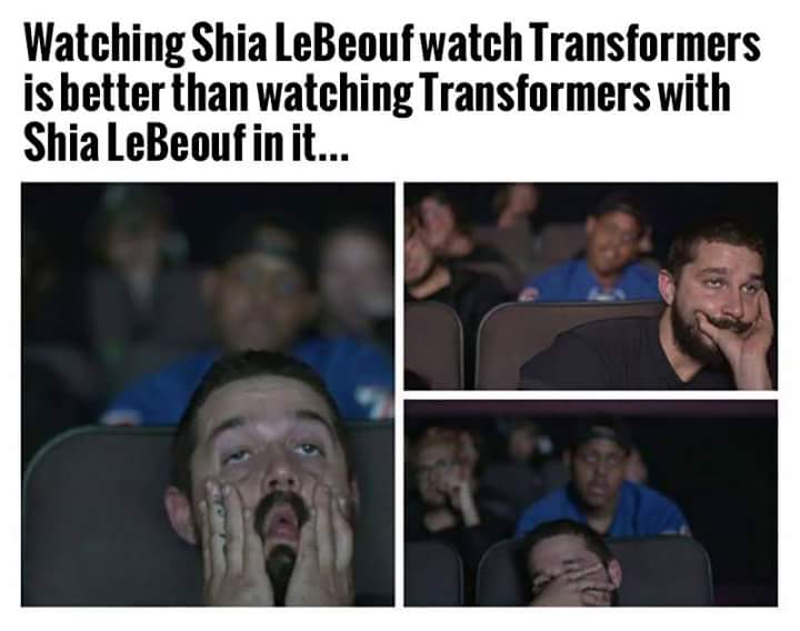 random pic shia labeouf watching shia meme - Watching Shia LeBeouf watch Transformers is better than watching Transformers with Shia LeBeouf in it...