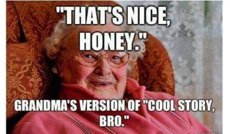 nice funny memes - "That'S Nice, Honey." Grandma'S Version Of "Cool Story Bro."