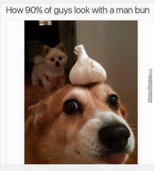awkward dog - How 90% of guys look with a man bun MemeCenter.com
