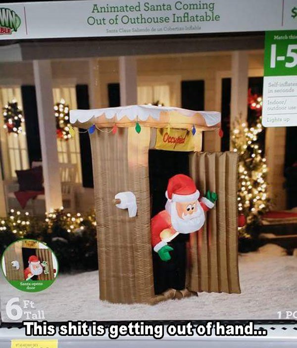 christmas decoration - Animated Santa Coming Out of Outhouse Inflatable Clu b de un Osbert Bu Memes his Selena sootide Indoor cutdoor Santo door Ft rall 1 Pc This shit is getting out of hando