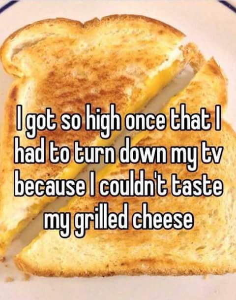 once i was so high jokes - Ugot so high once that I had to turn down my tv because I couldn't taste my grilled cheese