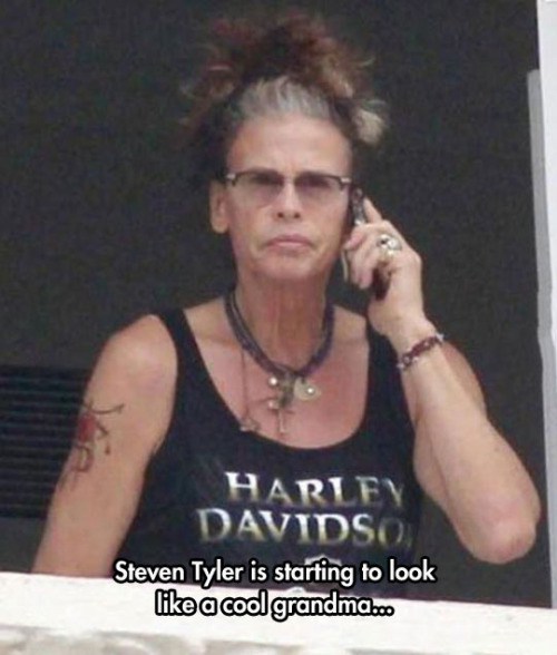 steven tyler old - Harley Davidso Steven Tyler is starting to look a cool grandma...