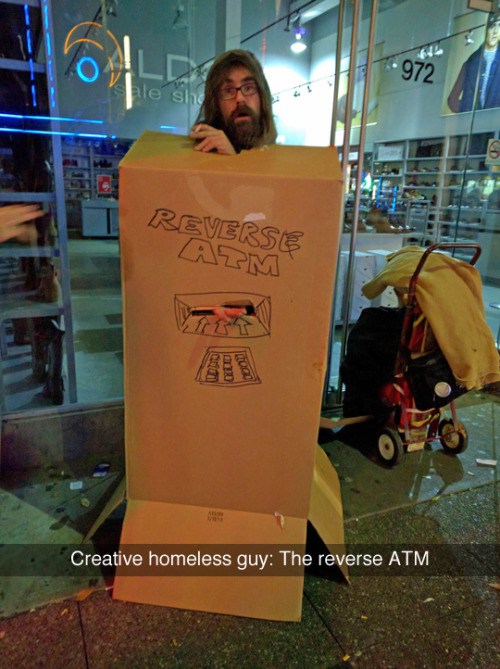 starting a new job funny - ale she Reverse Apm Creative homeless guy The reverse Atm