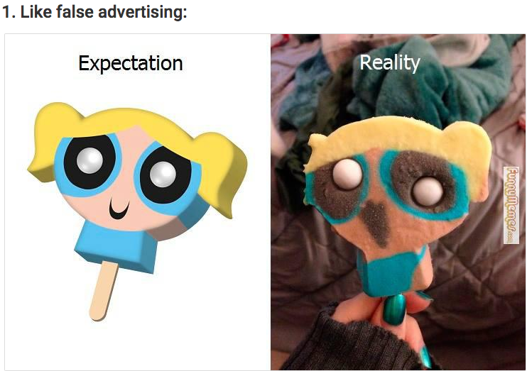bubbles ice cream bar - 1. false advertising Expectation Reality Funnymemes.com