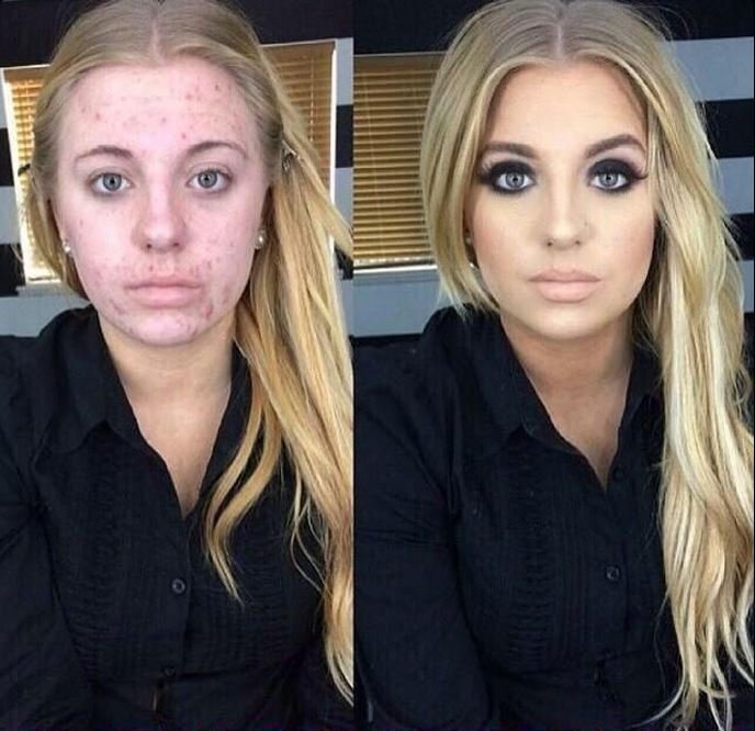 makeup vs no makeup meme