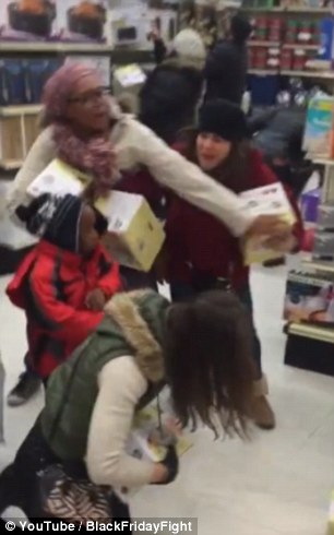 The woman with the child then tussles with the woman in the red coat, who shouts: ‘Why are you being so aggressive, you’re scaring me.’


Dozens of internet users have claimed that the video is staged.