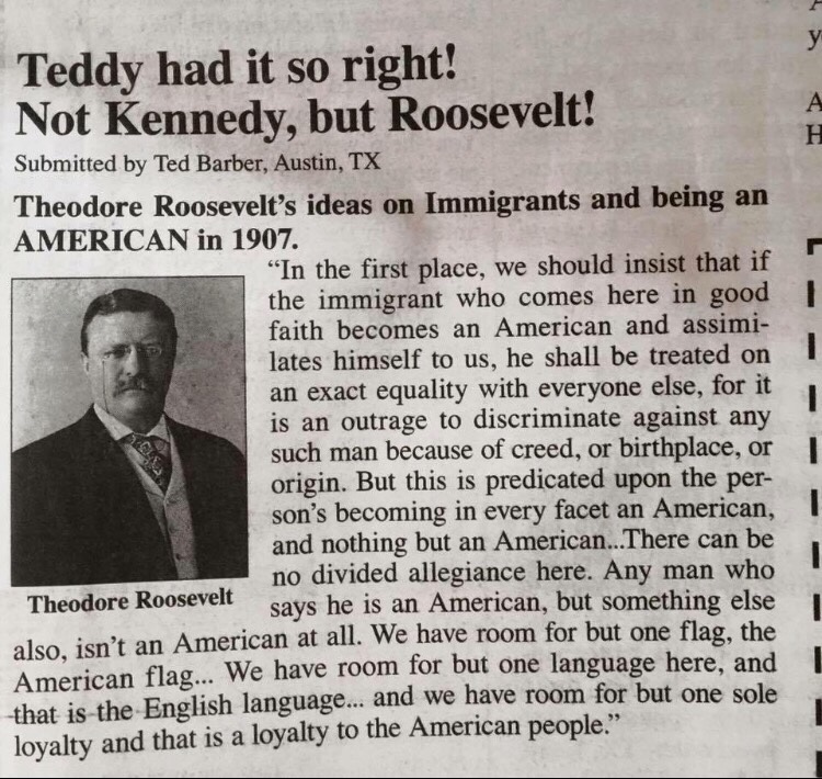 What Teddy thought it meant to be an AMERICAN