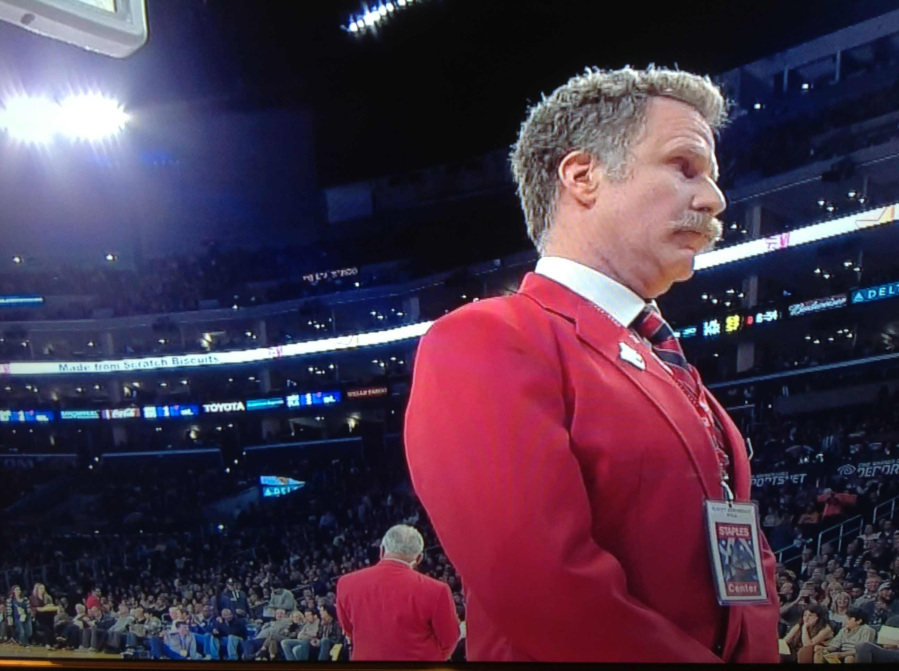 On February 13, 2013, while working security during a Lakers game at the Staples Center, Will Ferrell escorted a good-natured Shaquille O’Neal away from his courtside seat. The name on Ferrell’s official red jacket read “Ted Vagina”.