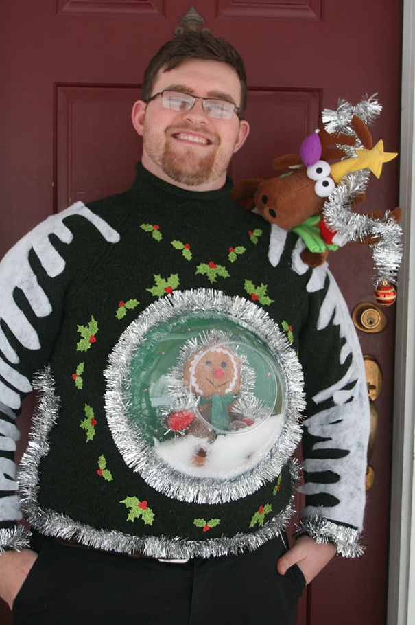 ugly christmas sweater snow globe