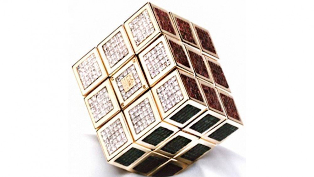 The Masterpiece Cube Rubik’s Cube...This golden Rubik’s cube is decorated with diamonds and other precious stones in order to form the colorful sides. This particular toy will cost you $1.5 million and days, if not weeks, of frustration trying to solve it.