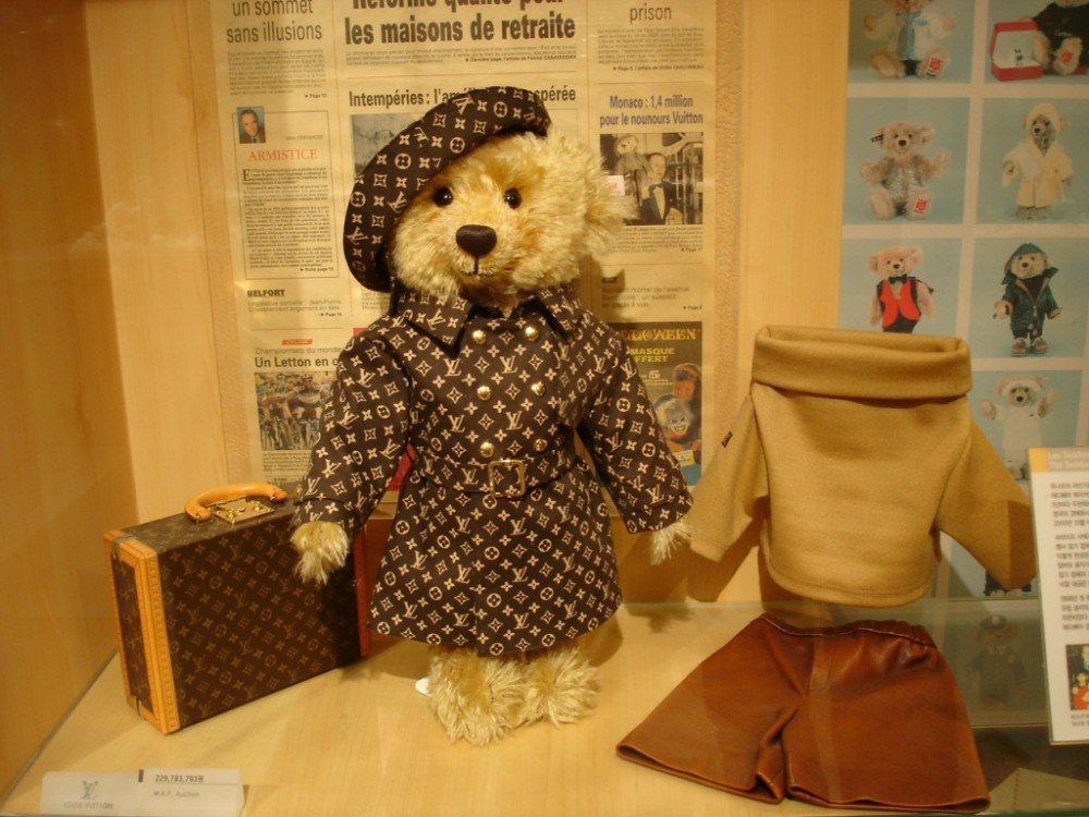 Steiff Louis Vuitton Teddy Bear...Steiff, the German toy company has a couple of items on this list thanks to their limited edition Teddy Bears. This particular limited edition bear is sporting a Louis Vuitton coat and hat and sold at an auction for $2.1 million.