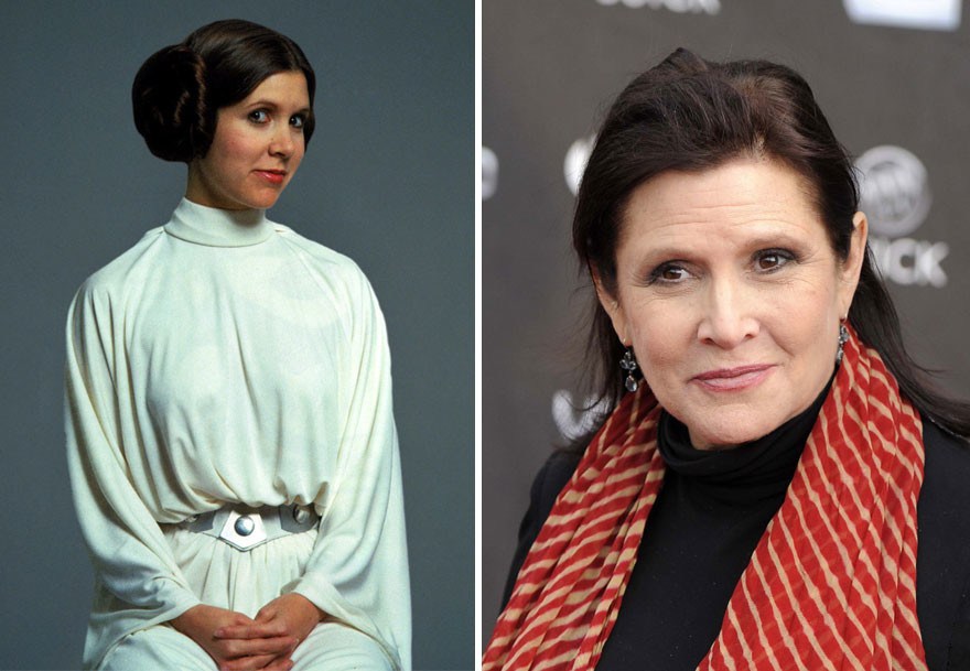 #4. Carrie Fisher and Princess Leia, 1977 and 2015