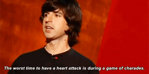 demetri martin gif - The worst time to have a heart attack is during a game of charades.