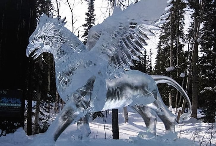 random pic griffin ice sculpture