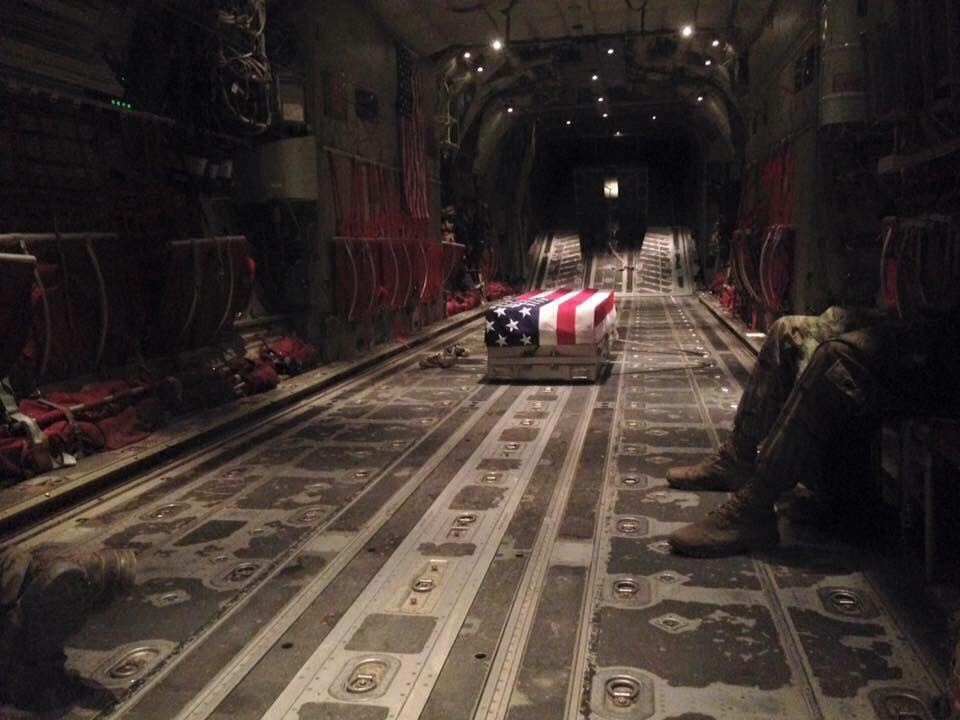 His last ride home. Staff Sgt. Matthew McClintock who died in the battle in Helmand Province on Monday, January 4th