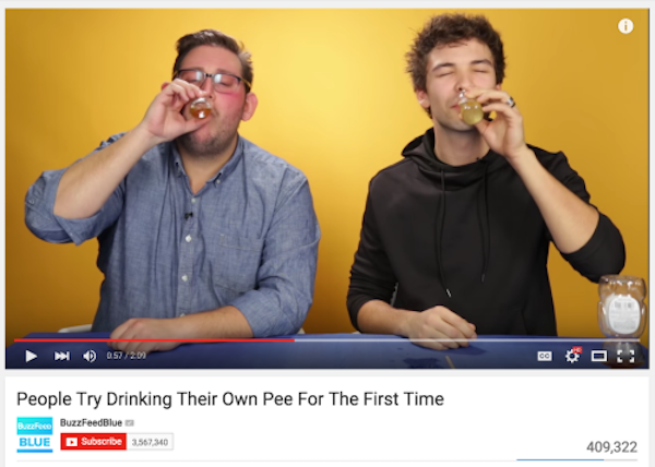 057200 People Try Drinking Their Own Pee For The First Time Buztico BuzzFeedBlues Blue Subscribe 3.567,340 409,322