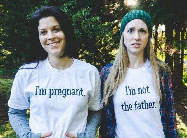 lesbian pregnancy announcement - I'm pregnant. I'm not the father.