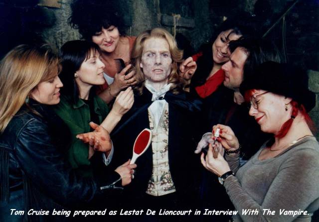 tom cruise interview with the vampire - Tom Cruise being prepared as Lestat De Lioncourt in Interview With The Vampire.