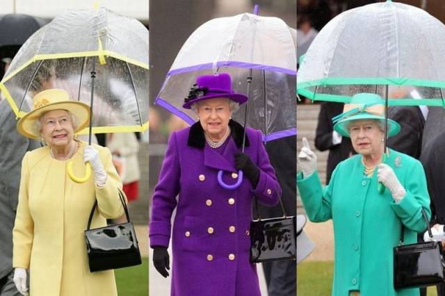 queen and her umbrellas