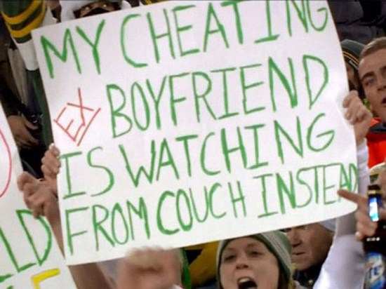 packers ex boyfriend sign - My Cheating I Boyfriend Is Watching Difrom Couch Insterne