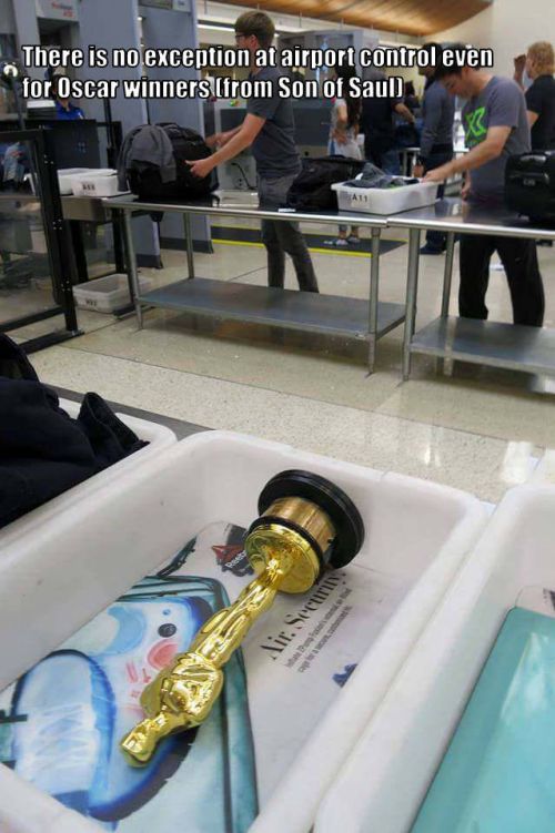 oscar at the airport - There is no exception at airport control even for Oscar winners from Son of Saul Air, Secure