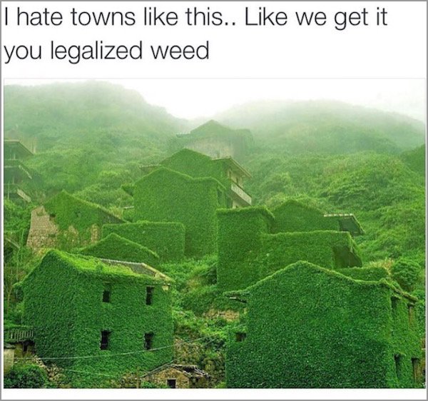 nature takes over - I hate towns this.. we get it you legalized weed