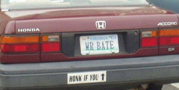 funny clever license plates - Accord Honda W Irginia | Mr Bate Honk If You 1