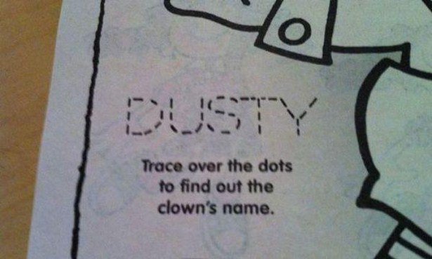 suspense is killing me meme - Lol Trace over the dots to find out the clown's name.