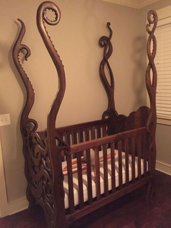 hand carved crib