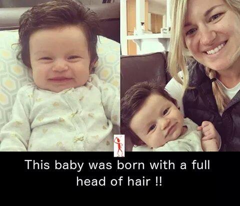 newborn haircut - This baby was born with a full head of hair !!
