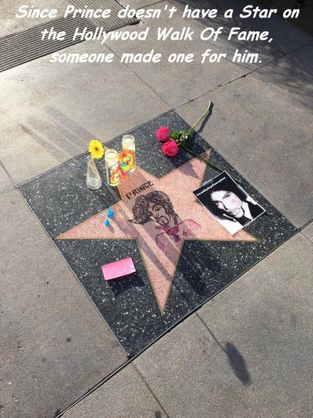 asphalt - Since Prince doesn't have a Star on the Hollywood Walk Of Fame, someone made one for him. Prince