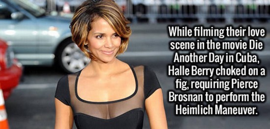 halle berry tight dress - While filming their love scene in the movie Die Another Day in Cuba, Halle Berry choked on a fig, requiring Pierce Brosnan to perform the Heimlich Maneuver.