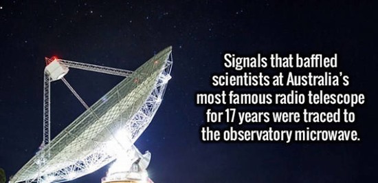sky - Signals that baffled scientists at Australia's most famous radio telescope for 17 years were traced to the observatory microwave.