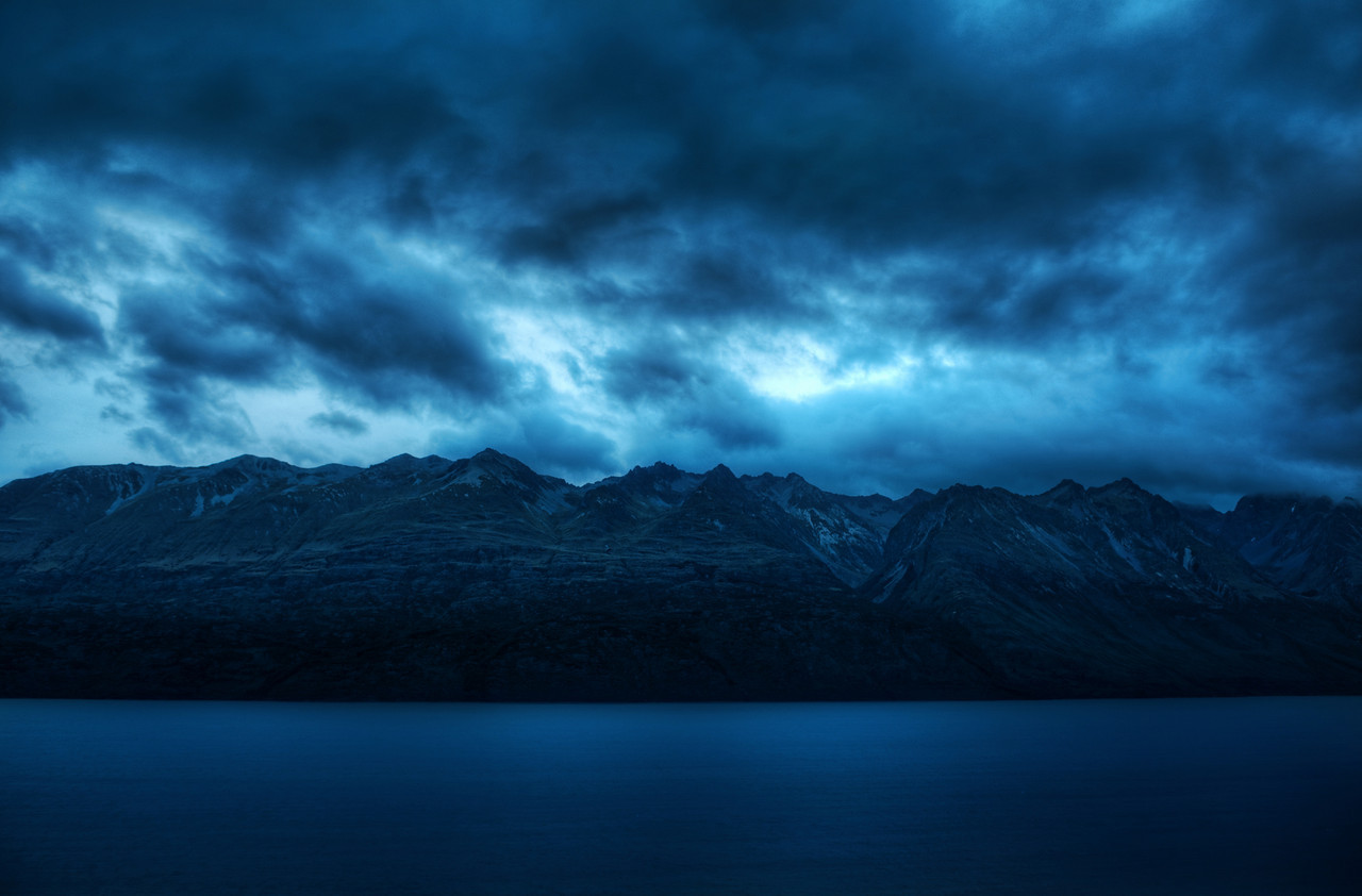 dark blue mountain background