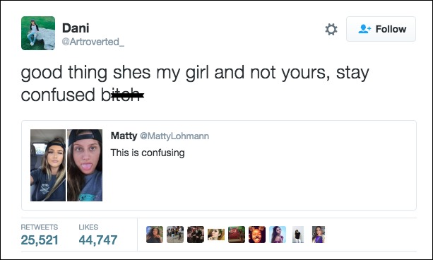 This Girl Defended Her Girlfriend From a Twitter Troll