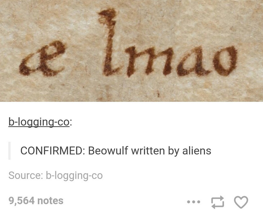 writing - de imao bloggingco Confirmed Beowulf written by aliens Source bloggingco 9,564 notes