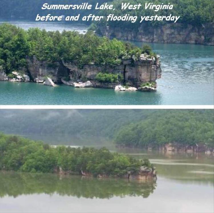 summersville lake wv - Summersville Lake, West Virginia before and after flooding yesterday