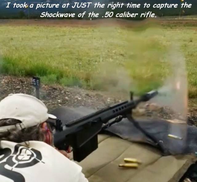 firearm - I took a picture at Just the right time to capture the Shockwave of the .50 caliber rifle.