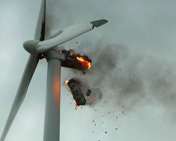 wind wind turbine blown up