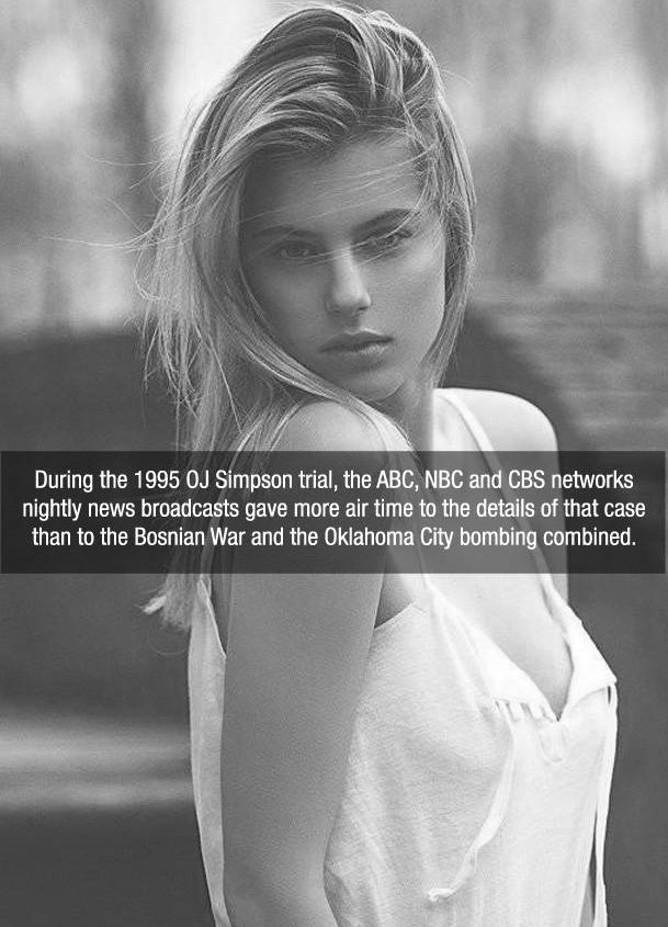 beauty - During the 1995 Oj Simpson trial, the Abc, Nbc and Cbs networks nightly news broadcasts gave more air time to the details of that case than to the Bosnian War and the Oklahoma City bombing combined.