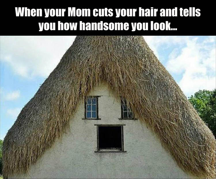 house that looks like a face - When your Mom cuts your hair and tells you how handsome you look...