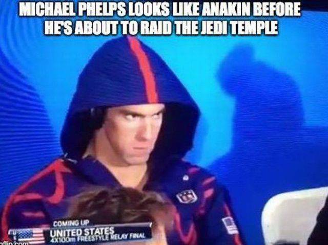 michael phelps memes - Michael Phelps Looks Anakin Before He'S About To Raid The Jedi Temple Coming Up United State Sent From