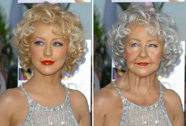 christina aguilera old woman